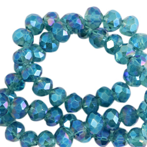 Perline sfaccettate 4x3mm rondella blu Pacifico-rivestimento AB
