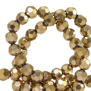 Perline sfaccettate tonde 4mm oro antico metallico-effetto perlato