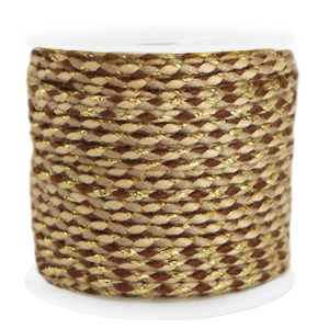Cordoncino intrecciato alla moda 2mm oro-marrone