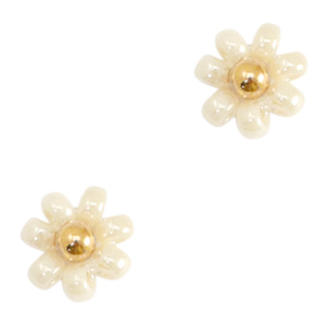 Perline Miyuki fiore 8mm crema beige-oro