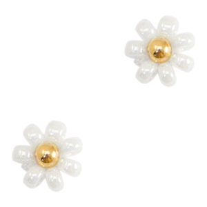 Perline Miyuki fiore 8mm bianco-oro