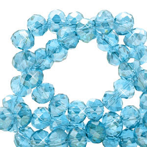 Perline sfaccettate 8x6 mm rondella blu laguna-effetto perlato