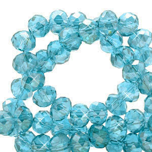 Perline sfaccettate 3x2 mm rondella blu laguna-effetto perlato