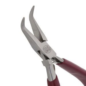 Beadsmith pinza punta piatta curva rosso-argento