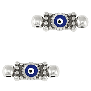 Ciondoli di metallo DQ distanziatore occhio di Allah argento antico-blu scuro (privo di nichel)