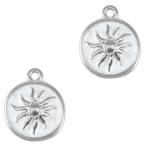 Ciondoli di metallo DQ sole argento antico-bianco madreperla (privo di nichel)