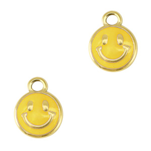 Ciondoli in acciaio inossidabile smiley smalto oro-giallo