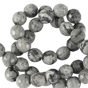 Perline in pietra naturale Dolomite 8mm sfaccettate effetto grigio adagio