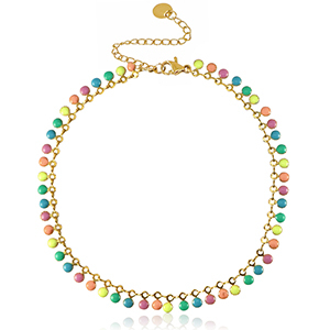Cavigliere in acciaio inossidabile smalto oro-multicolore