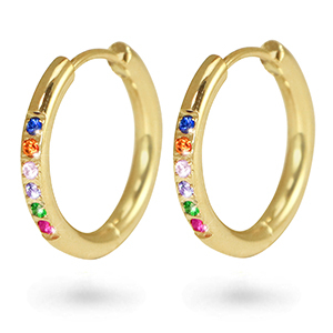 Orecchini in acciaio inossidabile a cerchio zircone 21mm oro