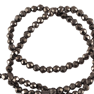 Perline sfaccettate tonde 2mm nero-effetto perlato