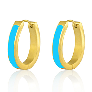 Orecchini in acciaio inossidabile blu acqua-oro