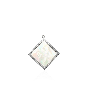 Ciondoli in acciaio inossidabile conchiglia rombo argento-bianco (colore naturale)
