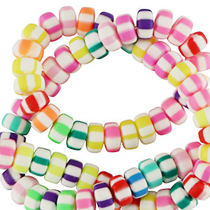Perline di polimero rondella 7mm multicolore con strisce