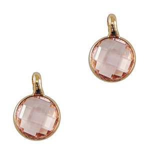 Pendenti di vetro Crystal Glass 7mm rosa chiaro-oro