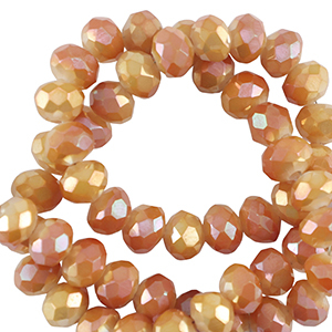 Perline sfaccettate 6x4mm rondella arancio lucido-effeto perlato