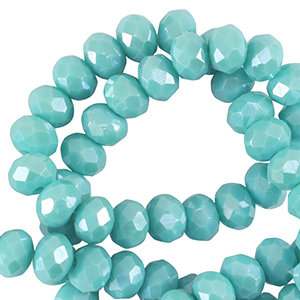 Perline sfaccettate 4x3mm rondella blu otanio chiaro-effeto perlato