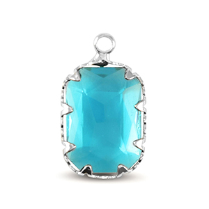 Pendenti di vetro Crystal Glass rettangolo blu acquamarina-argento