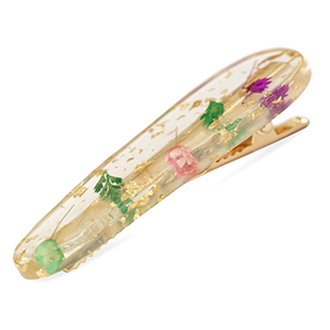 Accessori fermaglio a scatto con fiori secchi viola rosa verde-oro