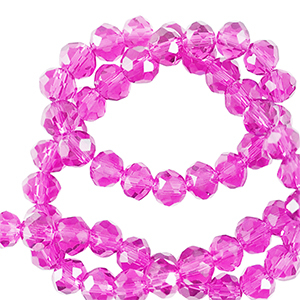 Perline sfaccettate 4x3mm rondella rosa neon