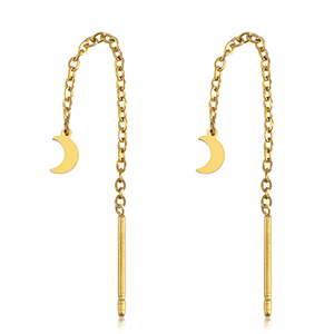 Orecchini in acciaio inossidabile luna oro