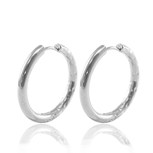 Orecchini in acciaio inossidabil a cerchio reversibile 23mm argento