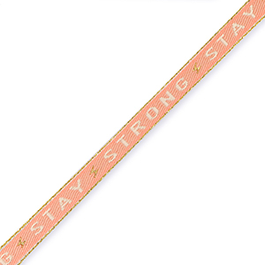 Nastro con testo "stay strong" rosso corallo-beige