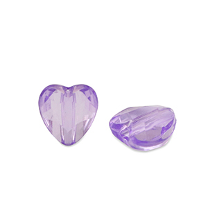 Perline in acrilico cuore viola trasparente
