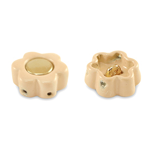 Perline Tile fiore beige albicocca-oro