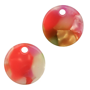 Pendenti in resina 12mm multicolore rosa-verde