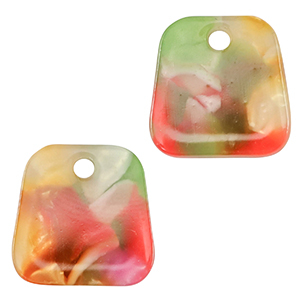 Pendenti in resina trapezio multicolore rosa-verde