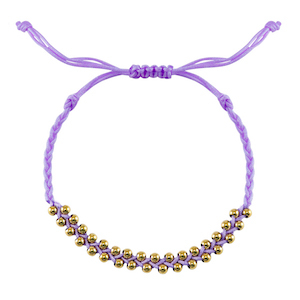 Braccialetti alla moda perline in acciaio inossidabile lilla-oro