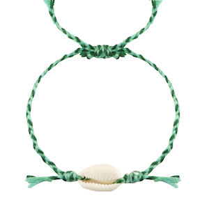 Braccialetti alla moda conchiglia ciprea verde-bianco