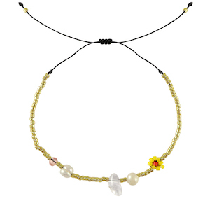 Braccialetti alla moda perline miste giallo-rosa-oro