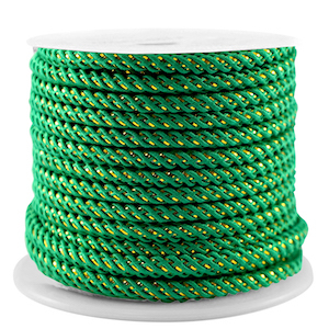 Cordoncino alla moda 3mm verde smeraldo-oro