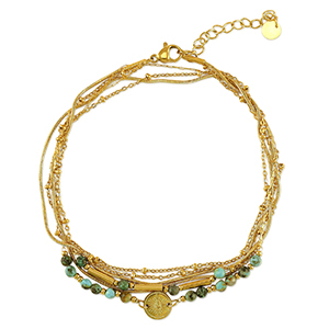 Cavigliere in acciaio inossidabile pietra oro-verde
