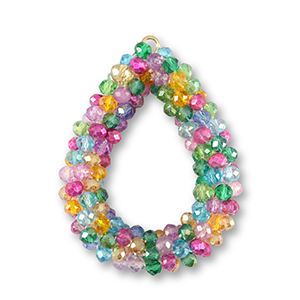 Ciondoli sfaccettati goccia multicolore magenta-rosa