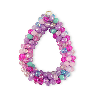 Ciondoli sfaccettati goccia multicolore viola-magenta