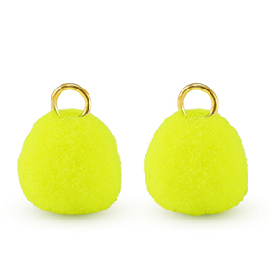 Ciondoli pon pon 10mm con anellino oro-giallo neon