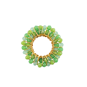 Ciondoli in acciaio inossidabile sfacettate 26mm verde-oro