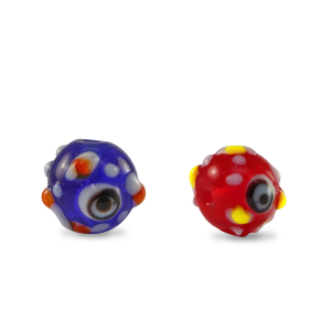 Perline di vetro dipinte a mano pois multicolore