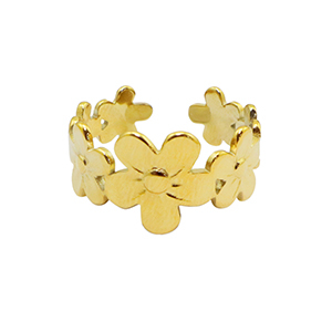 Anelli in acciaio inossidabile fiore oro