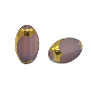 Perline di vetro ovale sfaccettate viola erica-oro