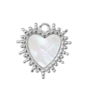 Ciondoli in acciaio inossidabile conchiglia cuore argento-bianco (colore naturale)
