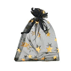 Sacchetti in organza 9x12cm stella nero-oro