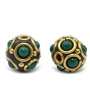 Perline in stile boh&eacute;mien verde-oro antico