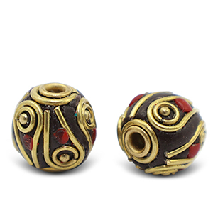Perline in stile boh&eacute;mien rosso-oro antico