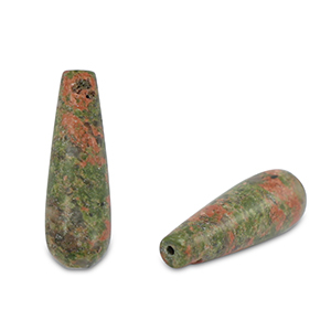 Perline in pietra naturale Unakite goccia rosa-verde