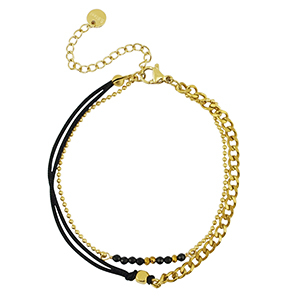 Bracciali in acciaio inossidabile doppio giro oro-nero