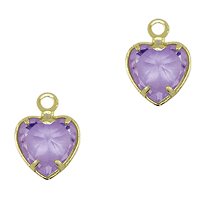 Pendenti di vetro Crystal Glass cuore lilla chiaro-oro